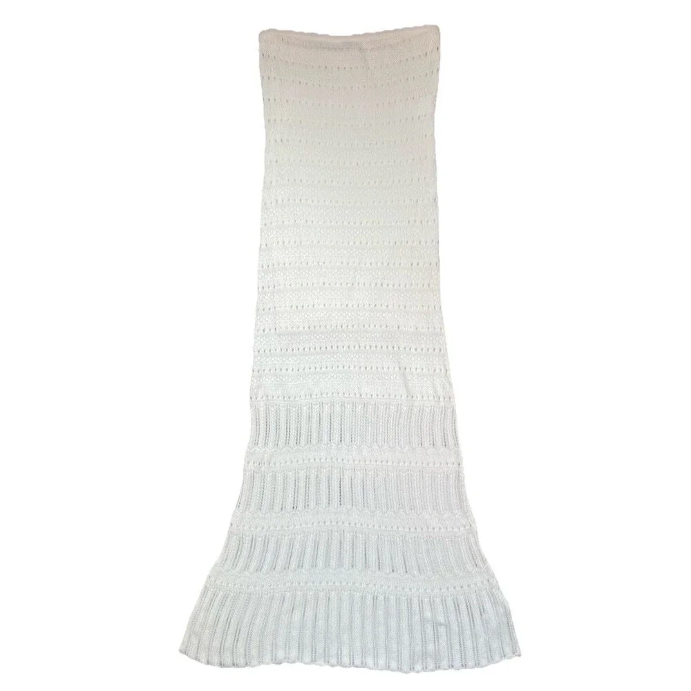 Abercrombie & Fitch Strapless Crochet Style Maxi Dress Cream Size Medium NWT